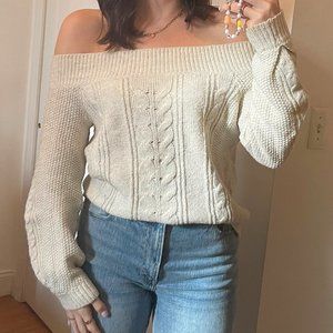 Abercrombie Off-the-Shoulder Cream Sweater